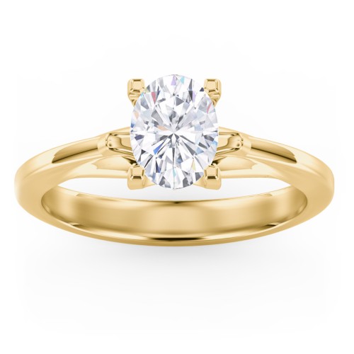 Solitaire Engagement Ring with Peaked Shoulders – 10K Yellow Gold