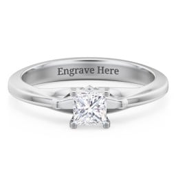 Solitaire Engagement Ring with Peaked Shoulders