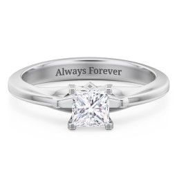 Solitaire Engagement Ring with Peaked Shoulders