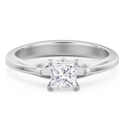 Solitaire Engagement Ring with Peaked Shoulders