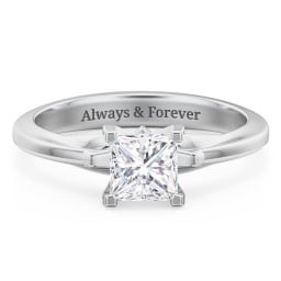 Solitaire Engagement Ring with Peaked Shoulders