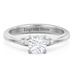 Solitaire Engagement Ring with Peaked Shoulders