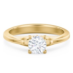 Solitaire Engagement Ring with Peaked Shoulders in 10K Solid Yellow Gold