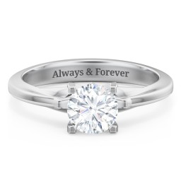 Solitaire Engagement Ring with Peaked Shoulders