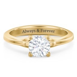 Solitaire Engagement Ring with Peaked Shoulders