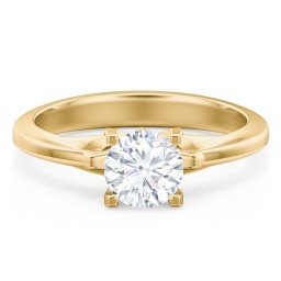 Solitaire Engagement Ring with Peaked Shoulders in 10K Solid Yellow Gold with 04LABDIAM-RD-1.00-SI1-F-VG