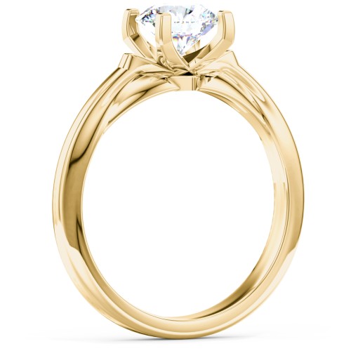 Solitaire Engagement Ring with Peaked Shoulders – 10K Yellow Gold