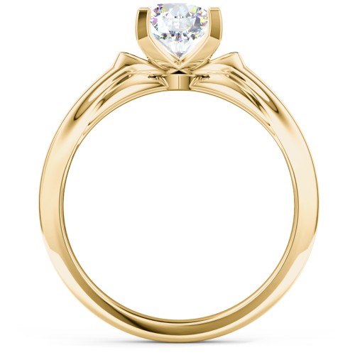 Solitaire Engagement Ring with Peaked Shoulders – 10K Yellow Gold