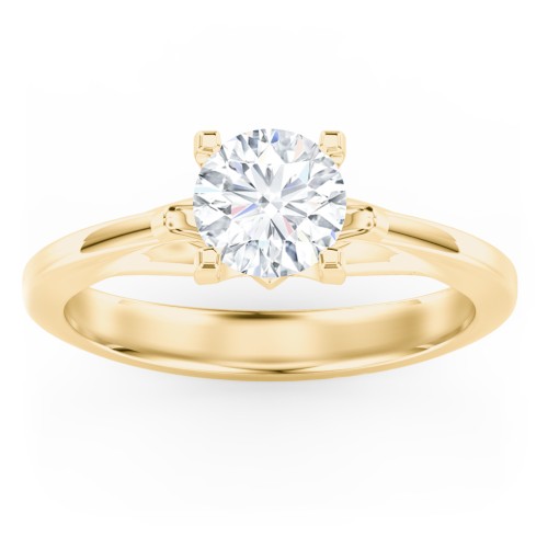 Solitaire Engagement Ring with Peaked Shoulders – 10K Yellow Gold