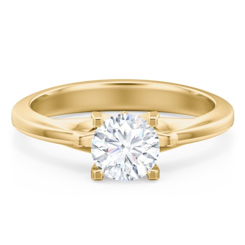 Solitaire Engagement Ring with Peaked Shoulders – 10K Yellow Gold