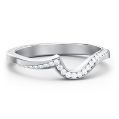 Twisted Wave Band Ring with Diamond Accents – 14K White Gold with Lab Diamond