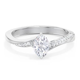 Solitaire Engagement Ring with Twisted Shoulder Accents