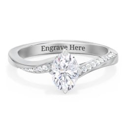 Solitaire Engagement Ring with Twisted Shoulder Accents