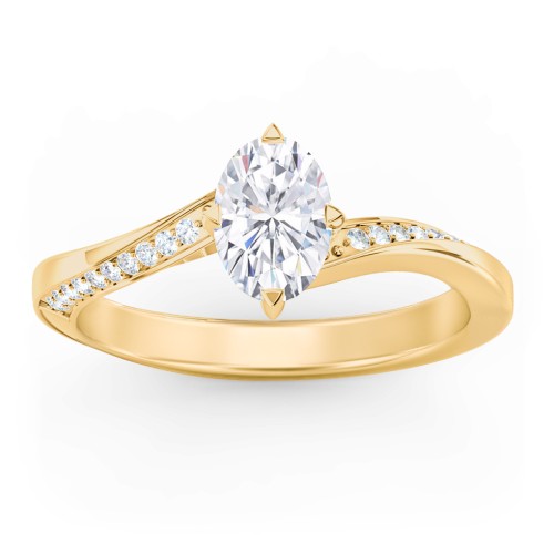 Solitaire Engagement Ring with Twisted Shoulder Accents