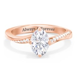 Solitaire Engagement Ring with Twisted Shoulder Accents