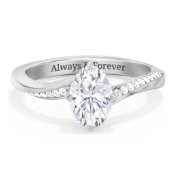 Solitaire Engagement Ring with Twisted Shoulder Accents