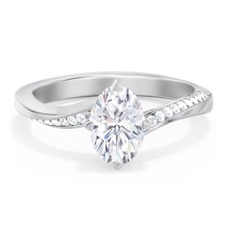 Solitaire Engagement Ring with Twisted Shoulder Accents