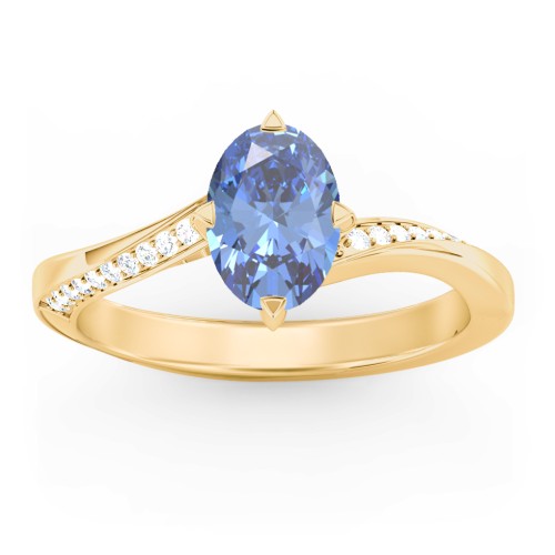 Solitaire Engagement Ring with Twisted Shoulder Accents