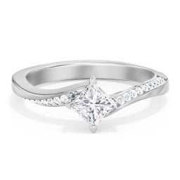 Solitaire Engagement Ring with Twisted Shoulder Accents