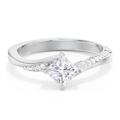 Solitaire Engagement Ring with Twisted Shoulder Accents