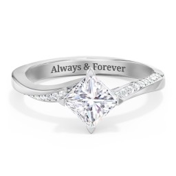 Solitaire Engagement Ring with Twisted Shoulder Accents