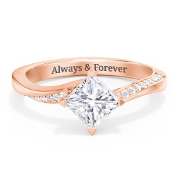 Solitaire Engagement Ring with Twisted Shoulder Accents