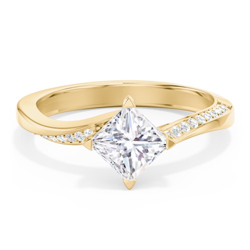 Solitaire Engagement Ring with Twisted Shoulder Accents