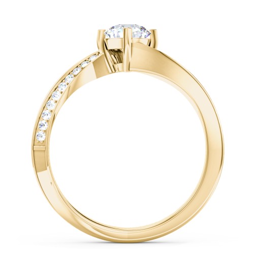 Solitaire Engagement Ring with Twisted Shoulder Accents – 10K Yellow Gold with Lab Diamond