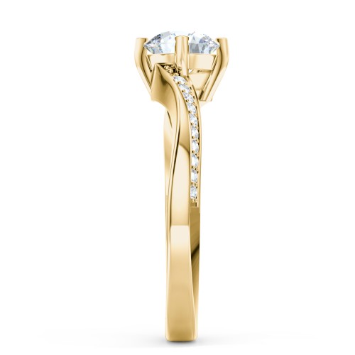Solitaire Engagement Ring with Twisted Shoulder Accents