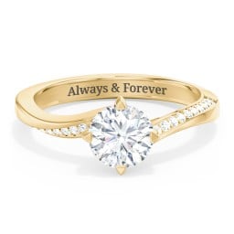 Solitaire Engagement Ring with Twisted Shoulder Accents