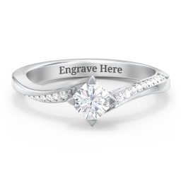 Solitaire Engagement Ring with Twisted Shoulder Accents