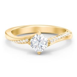 Solitaire Engagement Ring with Twisted Shoulder Accents