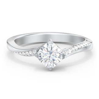 Solitaire Engagement Ring with Twisted Shoulder Accents