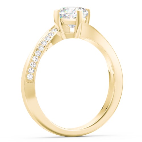 Solitaire Engagement Ring with Twisted Shoulder Accents
