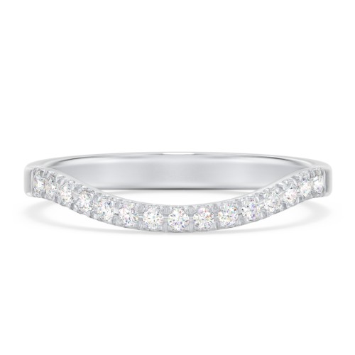 Micro Prong Half Eternity Curved Band – 14K White Gold with Lab Diamond