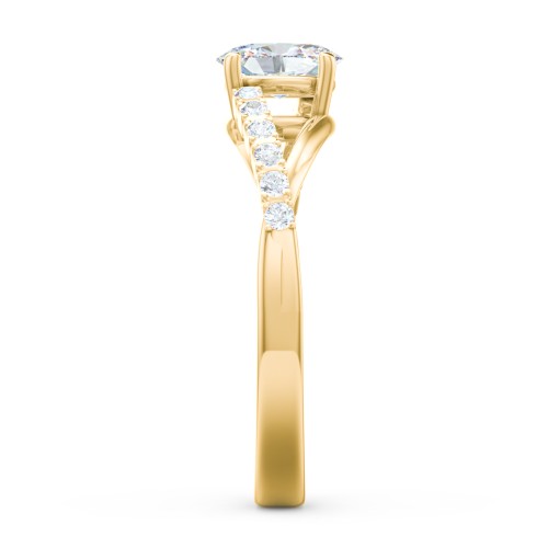 Solitaire Diamond Engagement Ring with Twisted Split Shank and Accents
