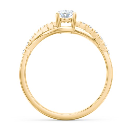 Solitaire Diamond Engagement Ring with Twisted Split Shank and Accents