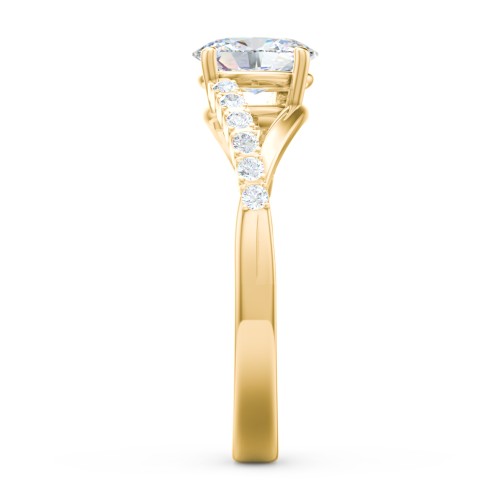 Solitaire Diamond Engagement Ring with Twisted Split Shank and Accents
