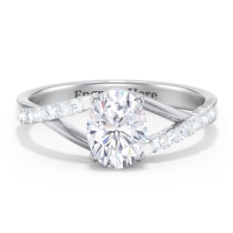Solitaire Diamond Engagement Ring with Twisted Split Shank and Accents