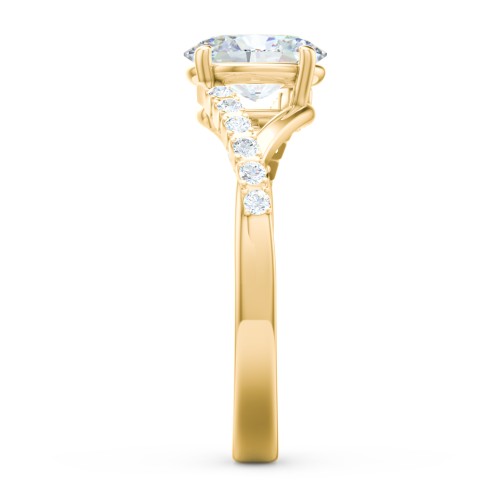 Solitaire Diamond Engagement Ring with Twisted Split Shank and Accents