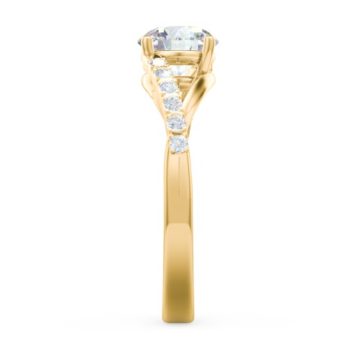 Solitaire Diamond Engagement Ring with Twisted Split Shank and Accents