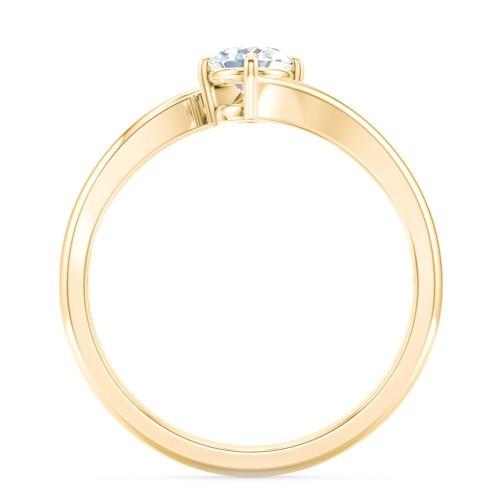 Diamond Solitaire Bypass Engagement Ring – 10K Yellow Gold