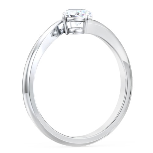 Diamond Solitaire Bypass Engagement Ring – 14K White Gold