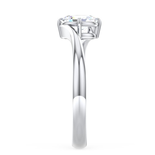 Diamond Solitaire Bypass Engagement Ring – 14K White Gold