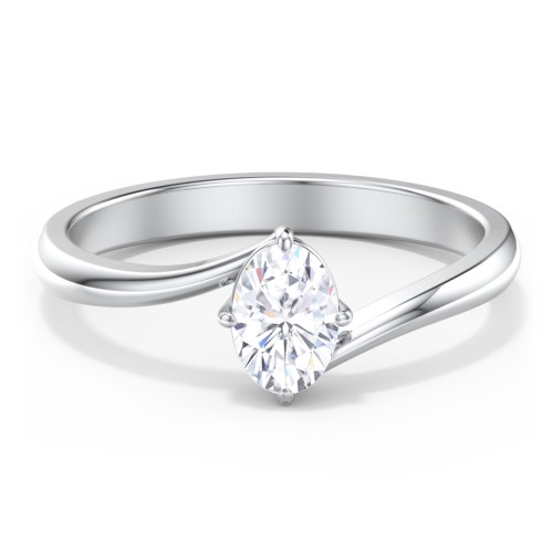 Diamond Solitaire Bypass Engagement Ring – 14K White Gold