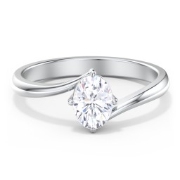 Diamond Solitaire Bypass Engagement Ring