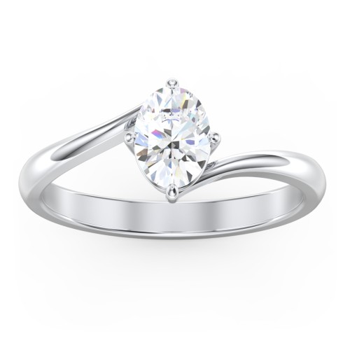 Diamond Solitaire Bypass Engagement Ring – 14K White Gold