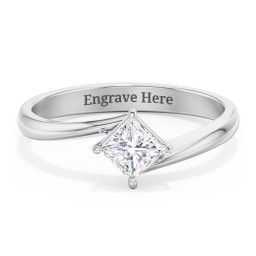 Diamond Solitaire Bypass Engagement Ring