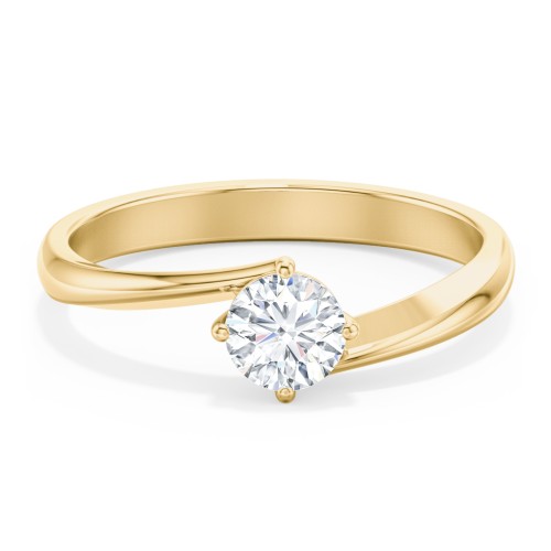 Diamond Solitaire Bypass Engagement Ring – 10K Yellow Gold