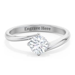 Diamond Solitaire Bypass Engagement Ring